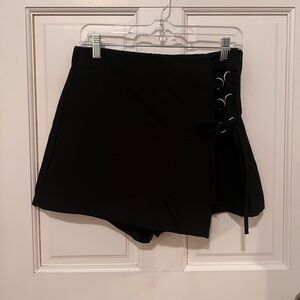 Bershka Black Skort with Lace-Up Detail